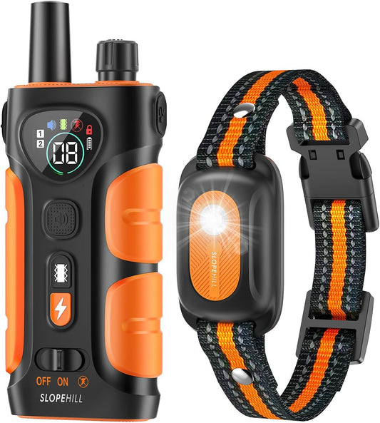 Dog Shock Collar,4200Ft Dog Training Collar with Remote,Ipx8 Waterproof E-Collar with Beep,Vibration,Shock,Flash Light,No Shock Mode,Electric Shock Collar for Small Medium Large Dog,Orange