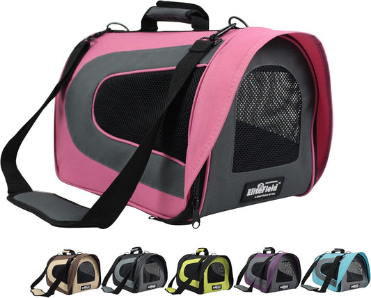 Deluxe Soft Pet Carrier (3 Year Warranty, Airline Approved), Multiple Sizes and Colors Available (18" L X 10" W X 11" H, Pink+Gray)