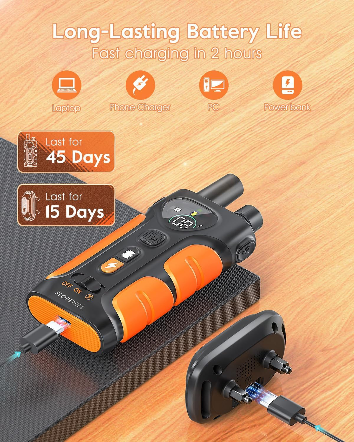 Dog Shock Collar,4200Ft Dog Training Collar with Remote,Ipx8 Waterproof E-Collar with Beep,Vibration,Shock,Flash Light,No Shock Mode,Electric Shock Collar for Small Medium Large Dog,Orange