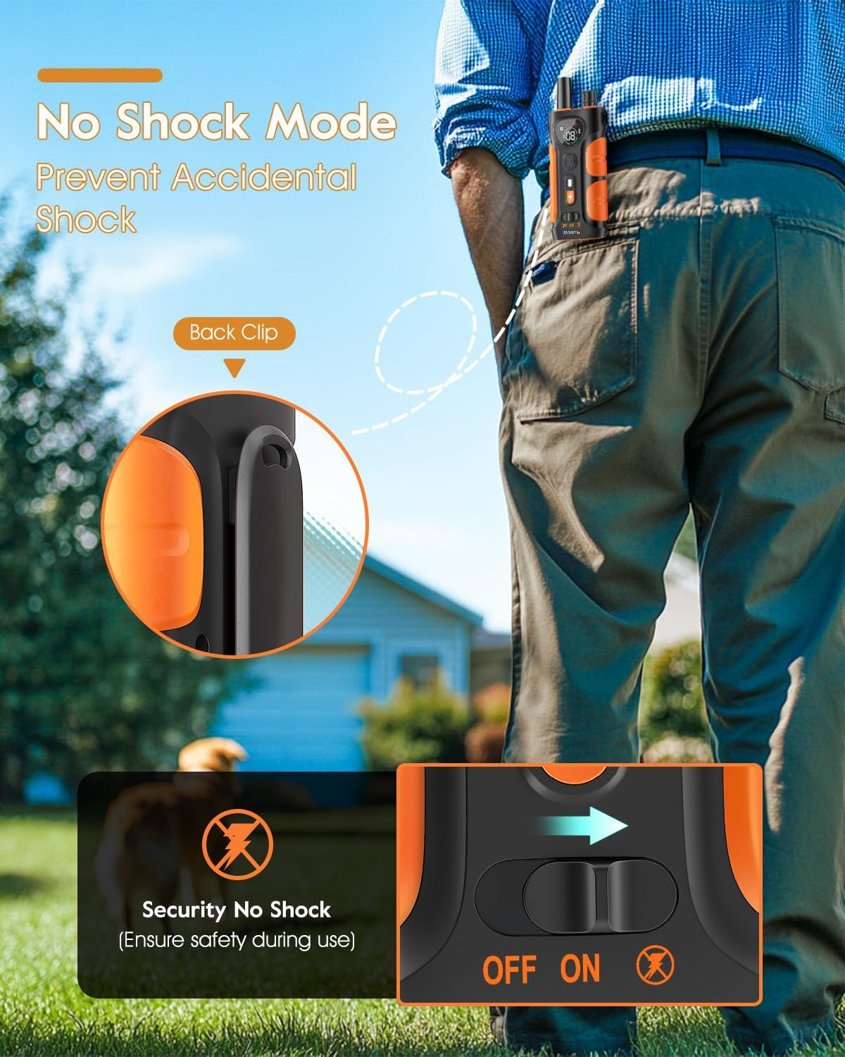 Dog Shock Collar,4200Ft Dog Training Collar with Remote,Ipx8 Waterproof E-Collar with Beep,Vibration,Shock,Flash Light,No Shock Mode,Electric Shock Collar for Small Medium Large Dog,Orange