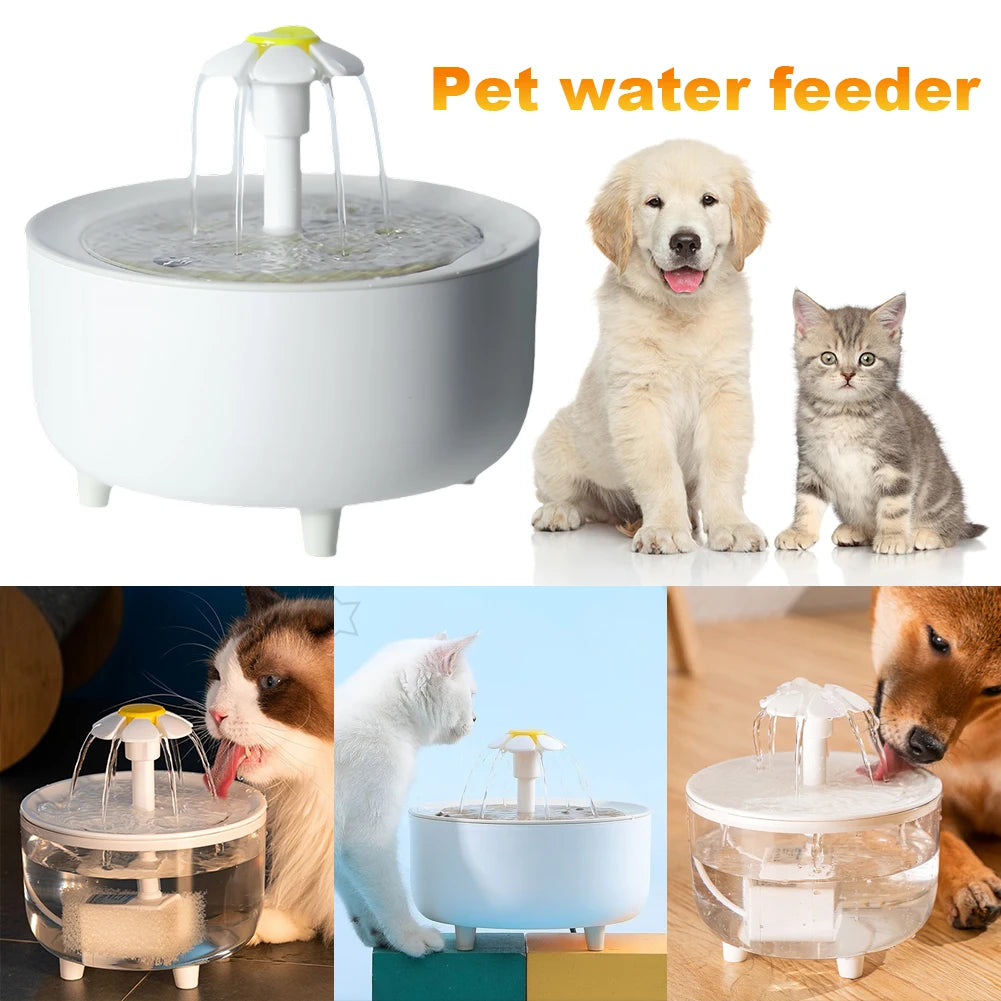 1200Ml Automatic Cat Water Fountain Filter USB Cats Water Filter Cat Water Fountain Electric Mute Recirculate Filtering Drinker