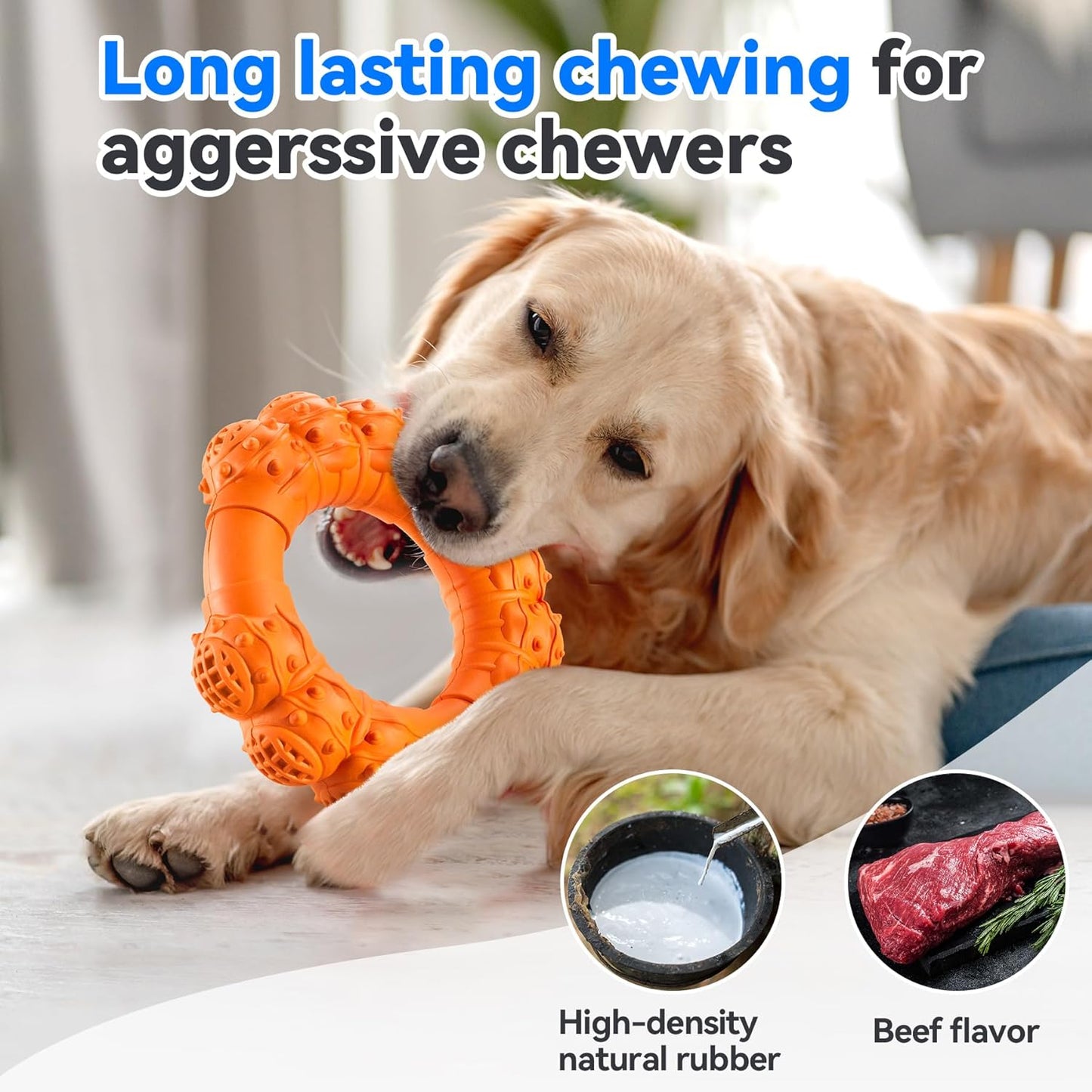 Indestructible Dog Chew Ring Toys for Aggressive Chewers, Super Chewer Dog Toys