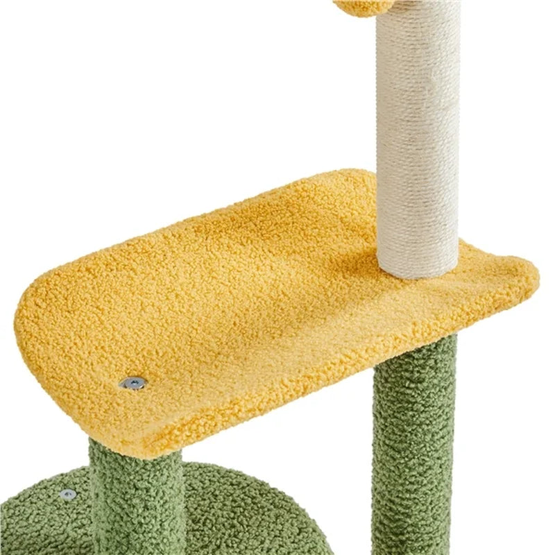 37-Inch Small Cat Tree Tower Kitten Tree for Cats/Kittens, Green/Yellow