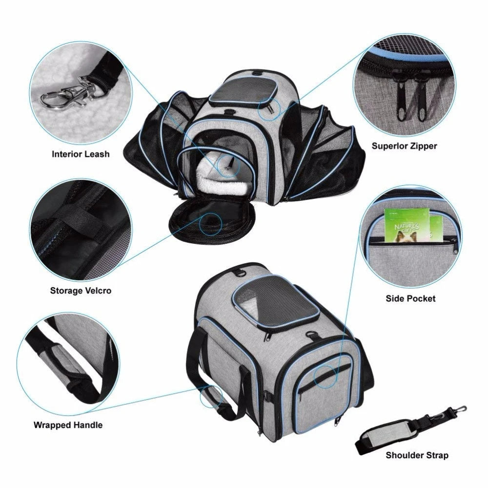 Pet Carriers Four Sides Expanded Dog Carriers Pet Car Travel Bag Expandable Pet Cat Puppy Dog Bag Slings Tote for Small Animals
