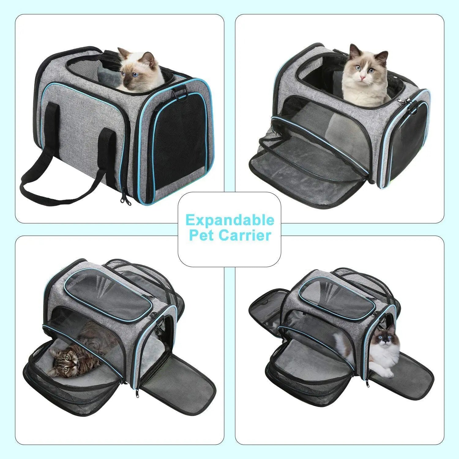 Pet Carriers Four Sides Expanded Dog Carriers Pet Car Travel Bag Expandable Pet Cat Puppy Dog Bag Slings Tote for Small Animals