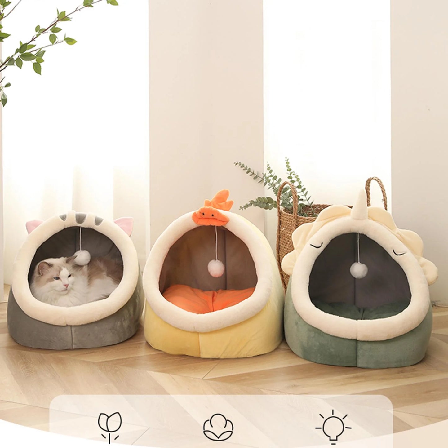 Cat Beds for Indoor Cats,Small Dog Cat Bed Cave, Washable Cat Tent House,12.2X12.2Inch
