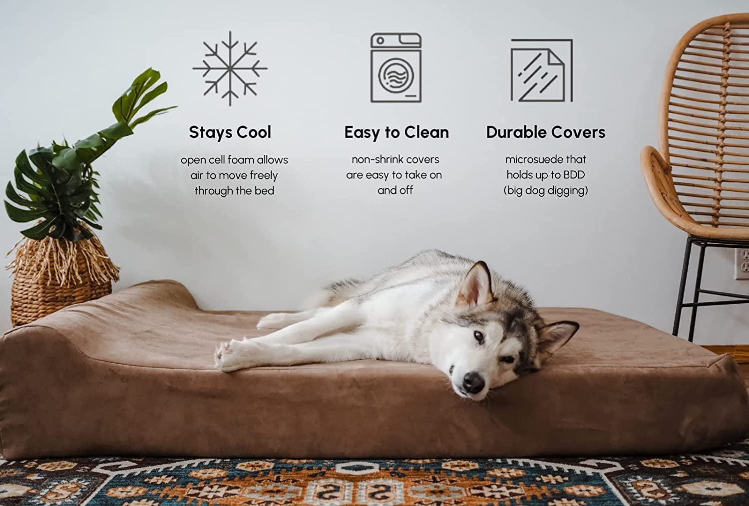 Barker Beds Headrest Extra Large Dog Bed (XL, Charcoal) – 7" Thick Soft & Comfortable Orthopedic Cushion – XL Dog Bed – Durable & Washable Microsuede Cover – Made in USA