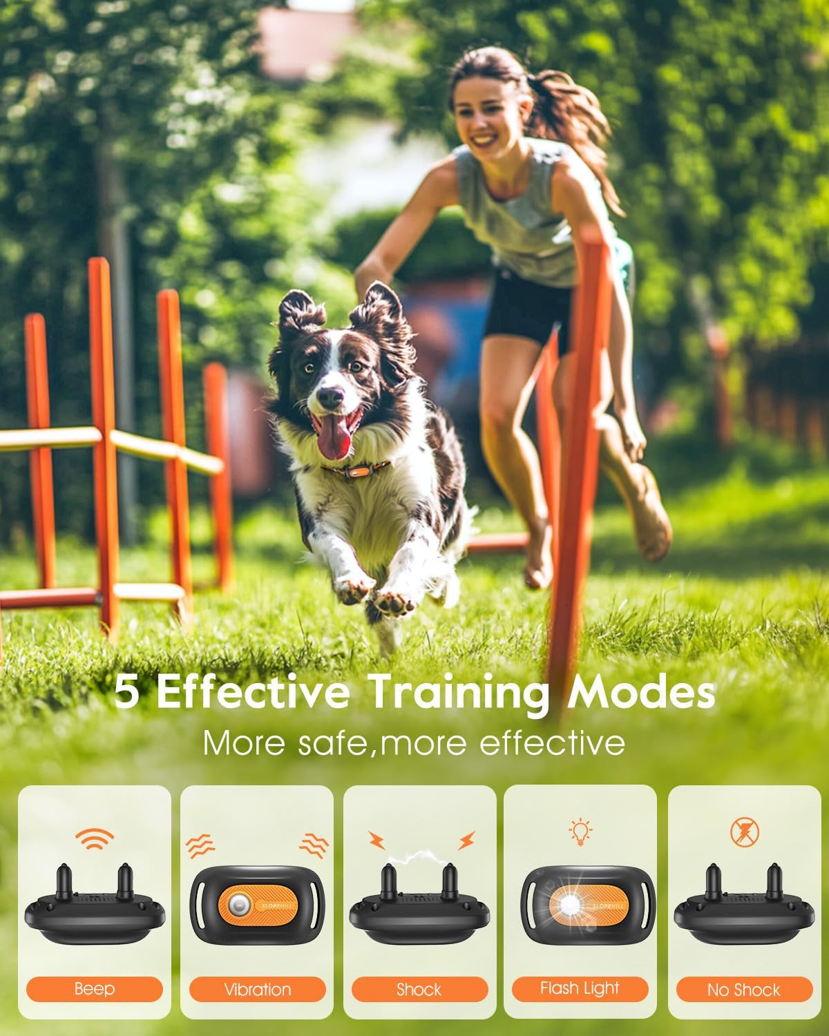 Dog Shock Collar,4200Ft Dog Training Collar with Remote,Ipx8 Waterproof E-Collar with Beep,Vibration,Shock,Flash Light,No Shock Mode,Electric Shock Collar for Small Medium Large Dog,Orange