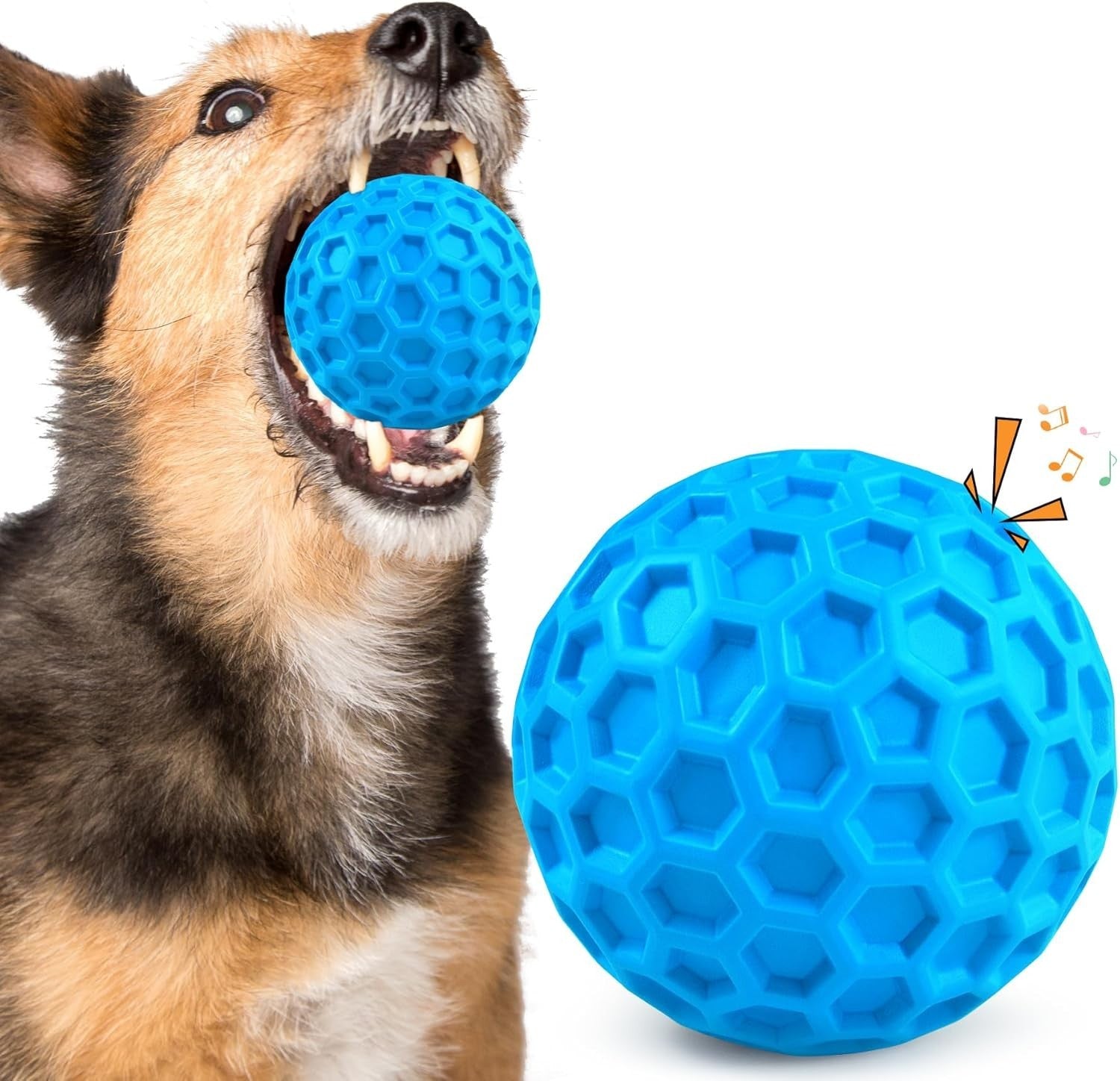 Indestructible Squeaky Dog Balls Dog Toys for Aggressive Chewers Large Medium Br