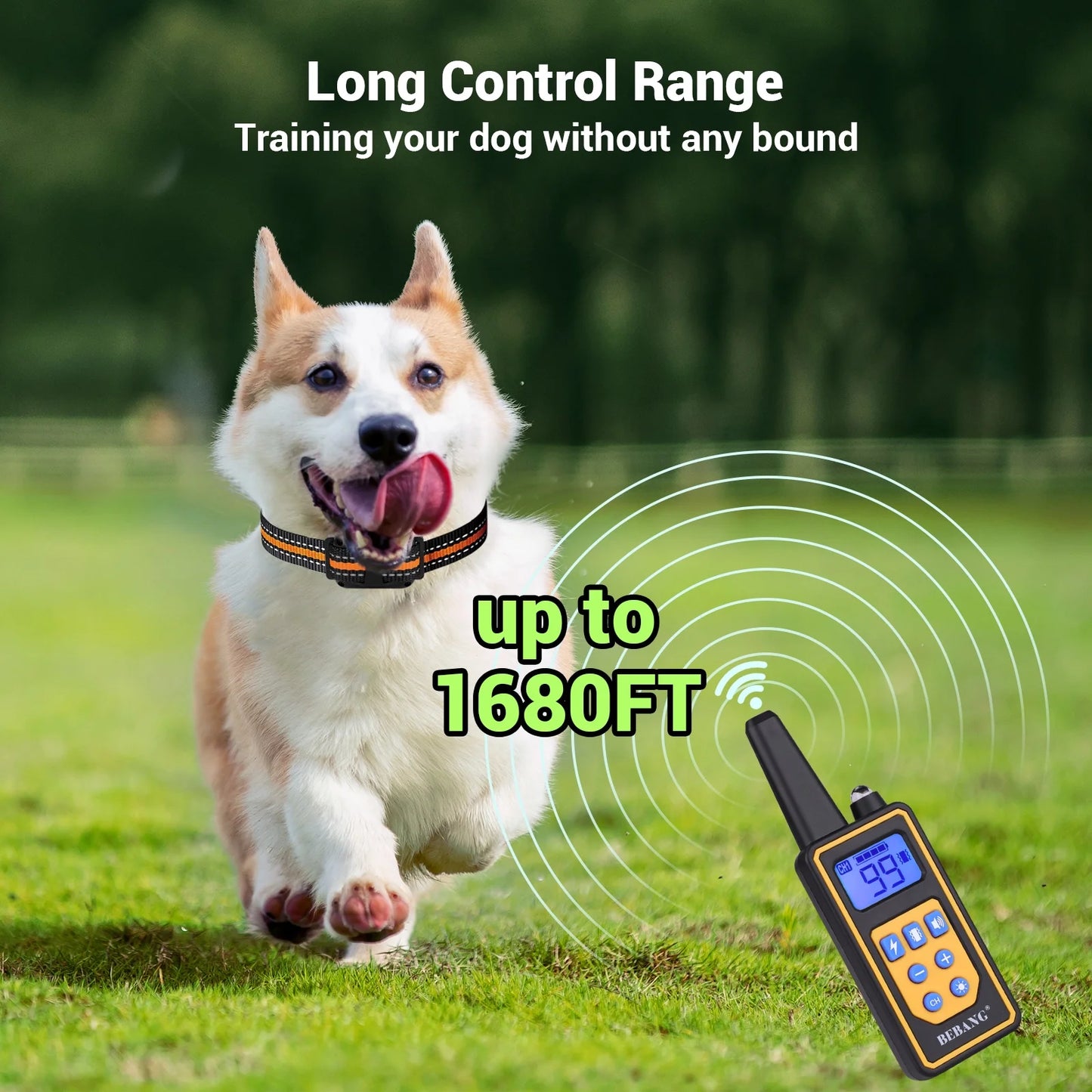 2600FT Dog Training Collar, Dog Shock Collar with Remote, 3 Modes Beep Vibration Shock, Waterproof, LED Light, Rechargeable Dog Shock Collar for Training Small Medium Large Dogs