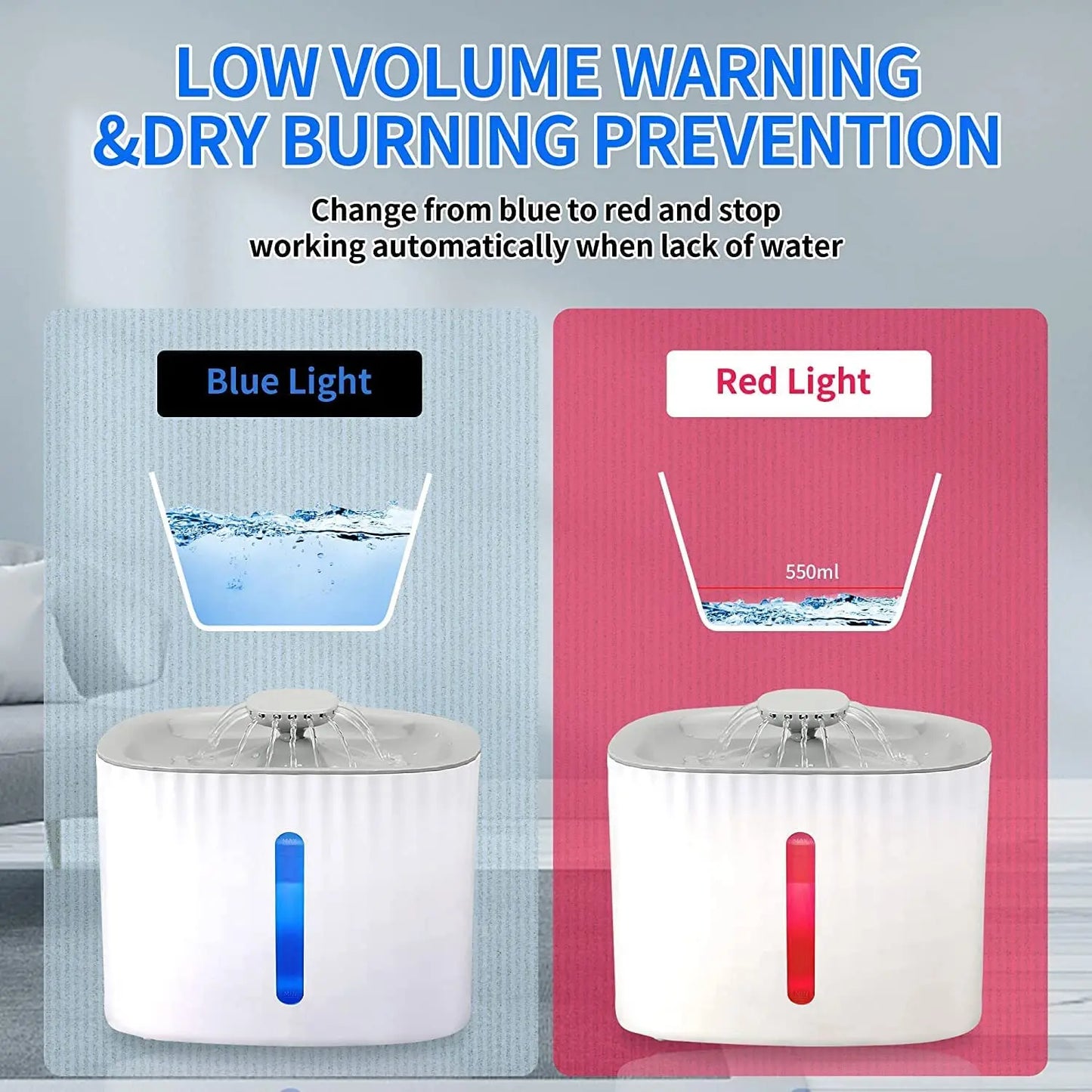 Pet Cat Water Fountain Automatic Cat Water Dispenser 3L Dog Pet Water Fountain Pump with LED Indicator and 3 Replacement Filter