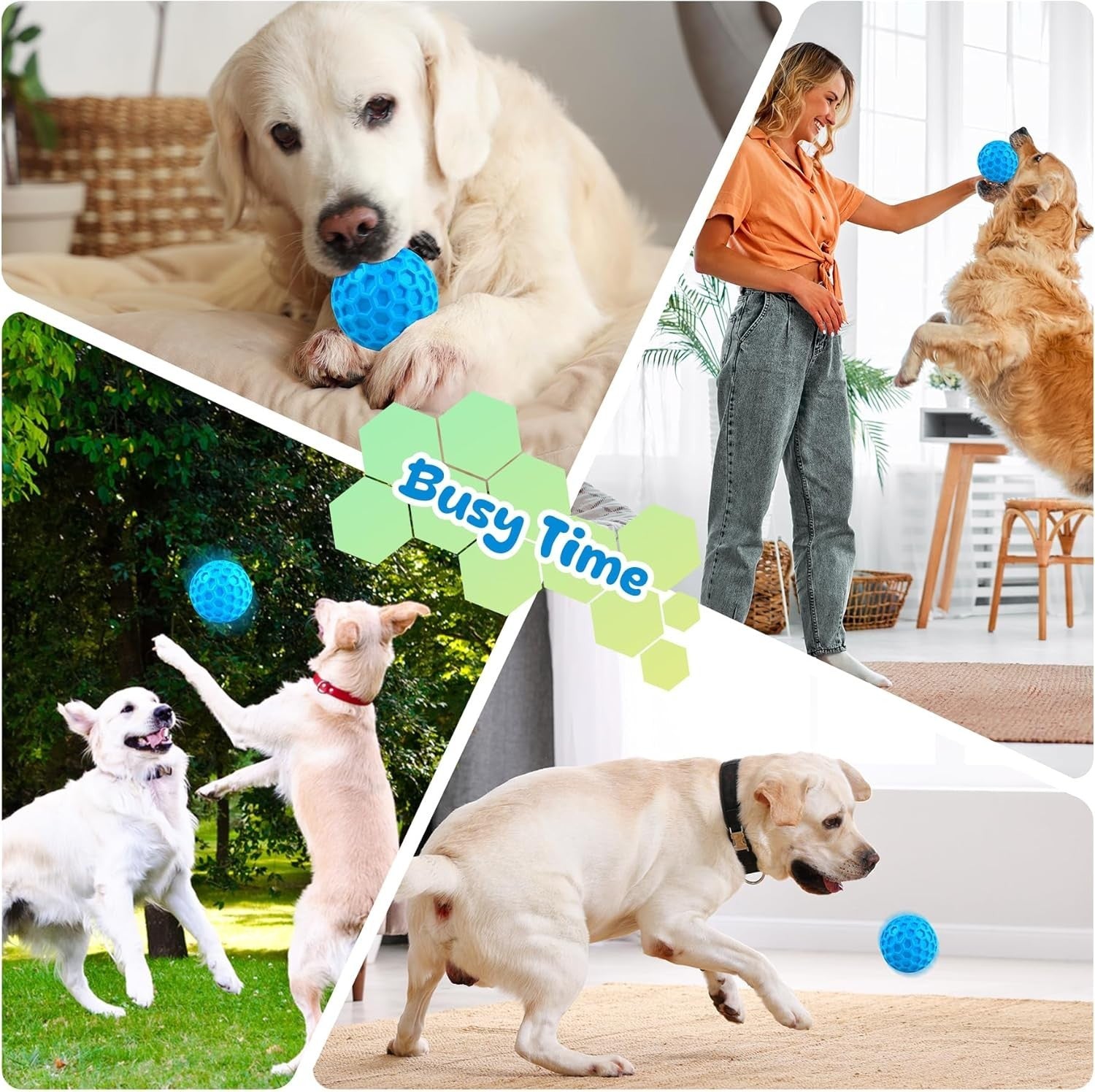 Indestructible Squeaky Dog Balls Dog Toys for Aggressive Chewers Large Medium Br