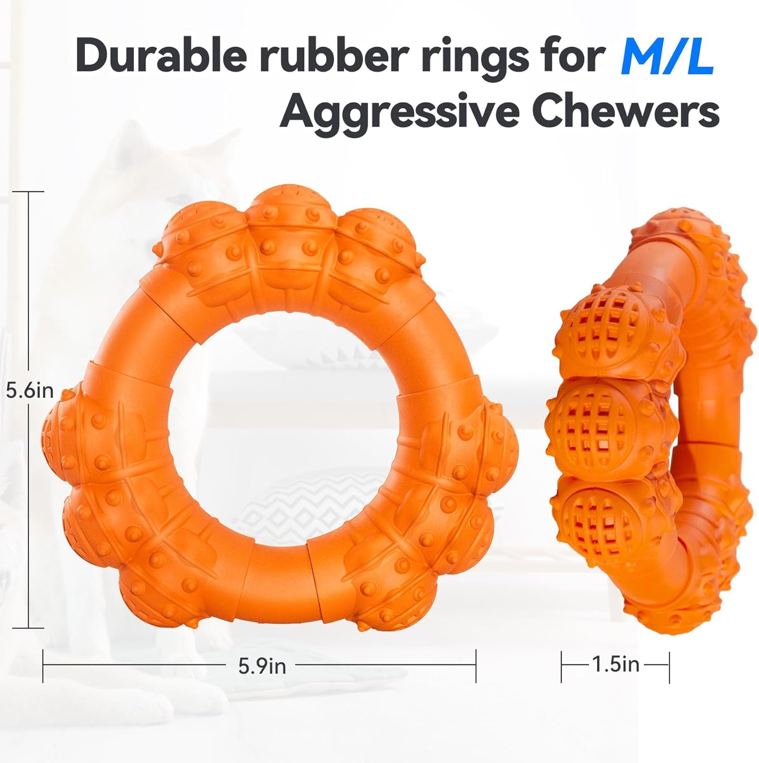 Indestructible Dog Chew Ring Toys for Aggressive Chewers, Super Chewer Dog Toys
